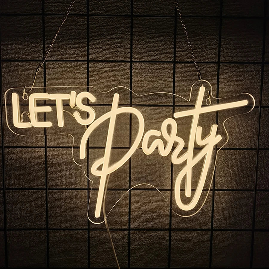 Let's Party Neon Sign for Wall Decor,LED Lights for Bachelorette Party, Engagement Party, Birthday Party,Gamer Room Decor - Big Tim's Magic Emporium
