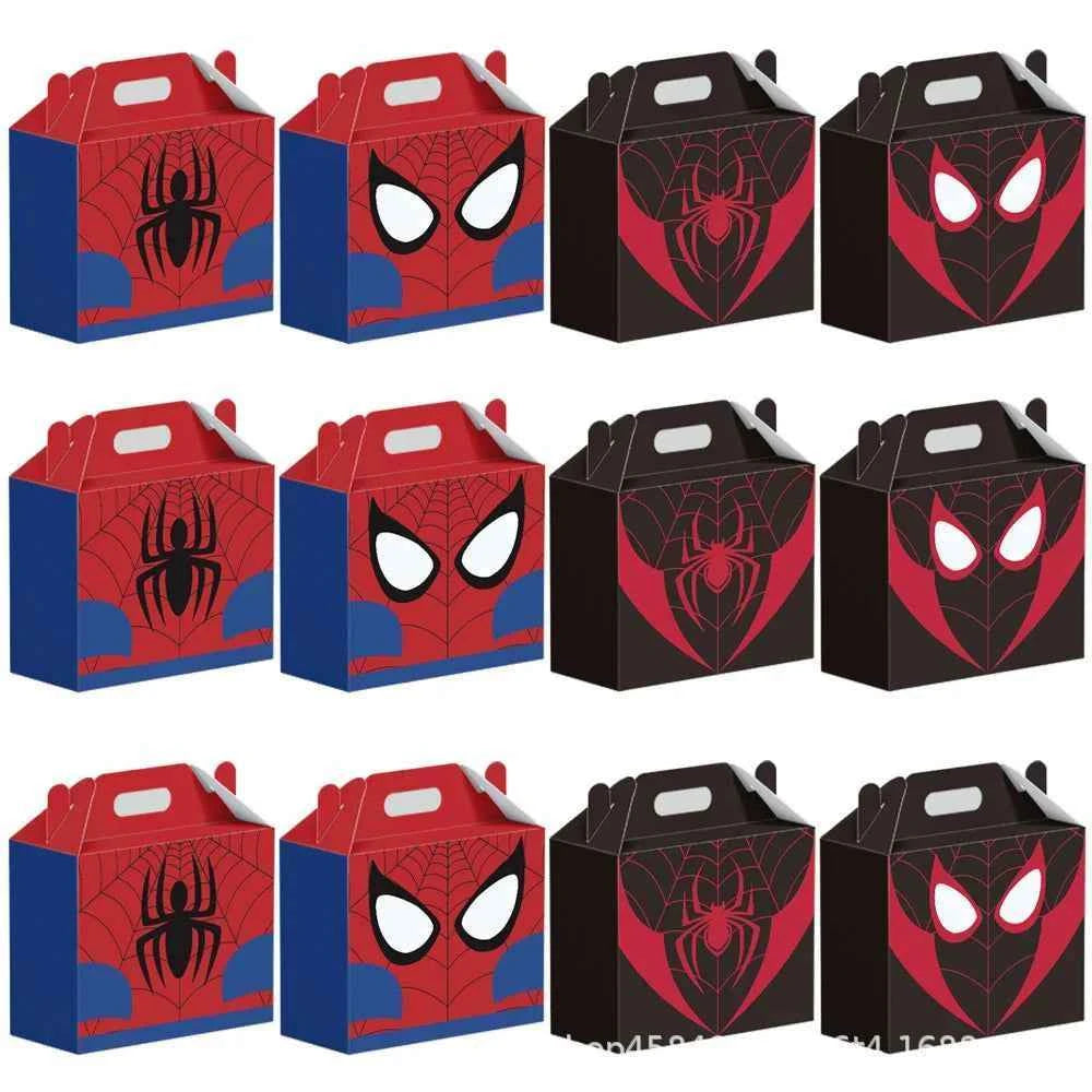 New Spider Man Cartoon Party Gift Box Handle Spider Web Printed Candy Gift Packaging Festival Party