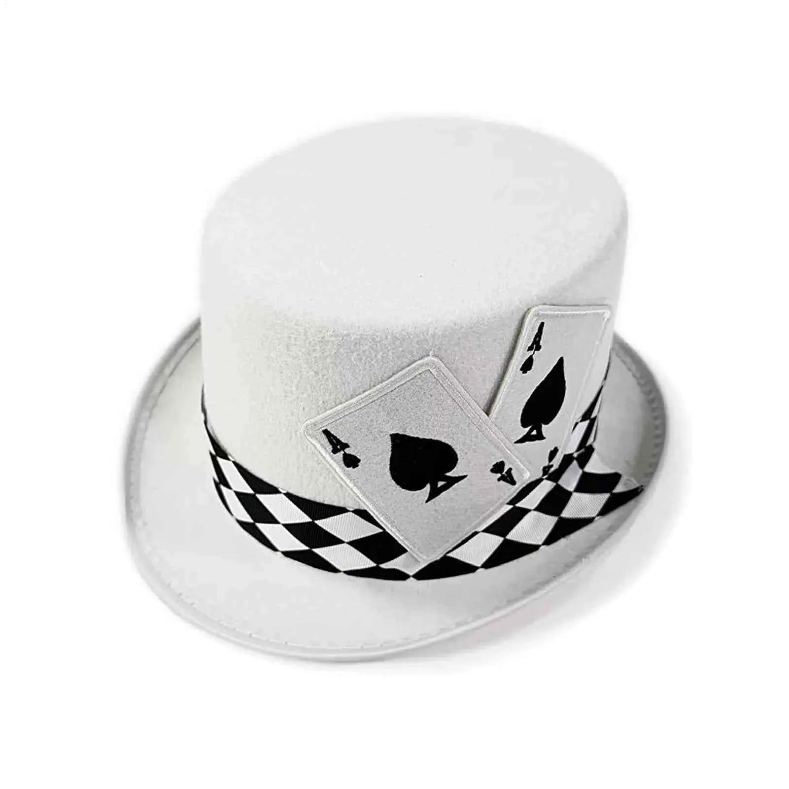Magician Top Hat Poker Card Pattern Novelty Felt Top Hat for Amateur Hobbyists Theater Teachers Party Planners Cosplayers