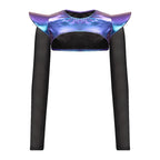 Metallic Shoulder Armor Shrug Crop Top & Sleeves Futuristic Pauldron Stage Costume