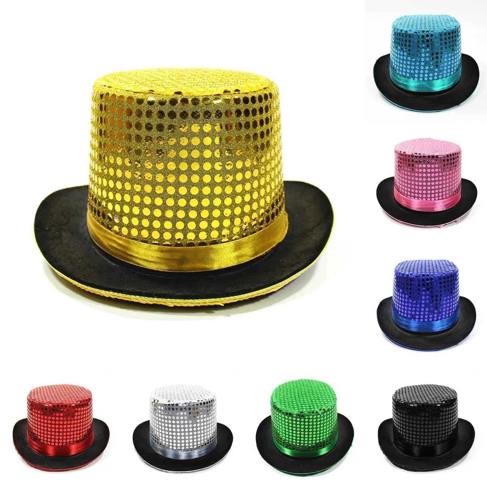 Magician Top Hat Jazz Sparkling Mirror Hat Male And Female Comedians Performing Hats Stage Lighting Focusing Hat