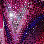 Luxury Pink Rhinestone long sleeve bodysuit Dancer Stage Wear Perform Show Girl Sheer Drag Queen Outfit Bar Nightclub