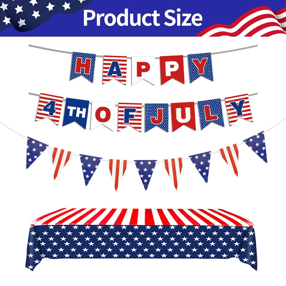 American Party Decorations Independence Day Supplies Banner Balloons Plates For USA 4th Of July Patriotic Theme Party Supplies