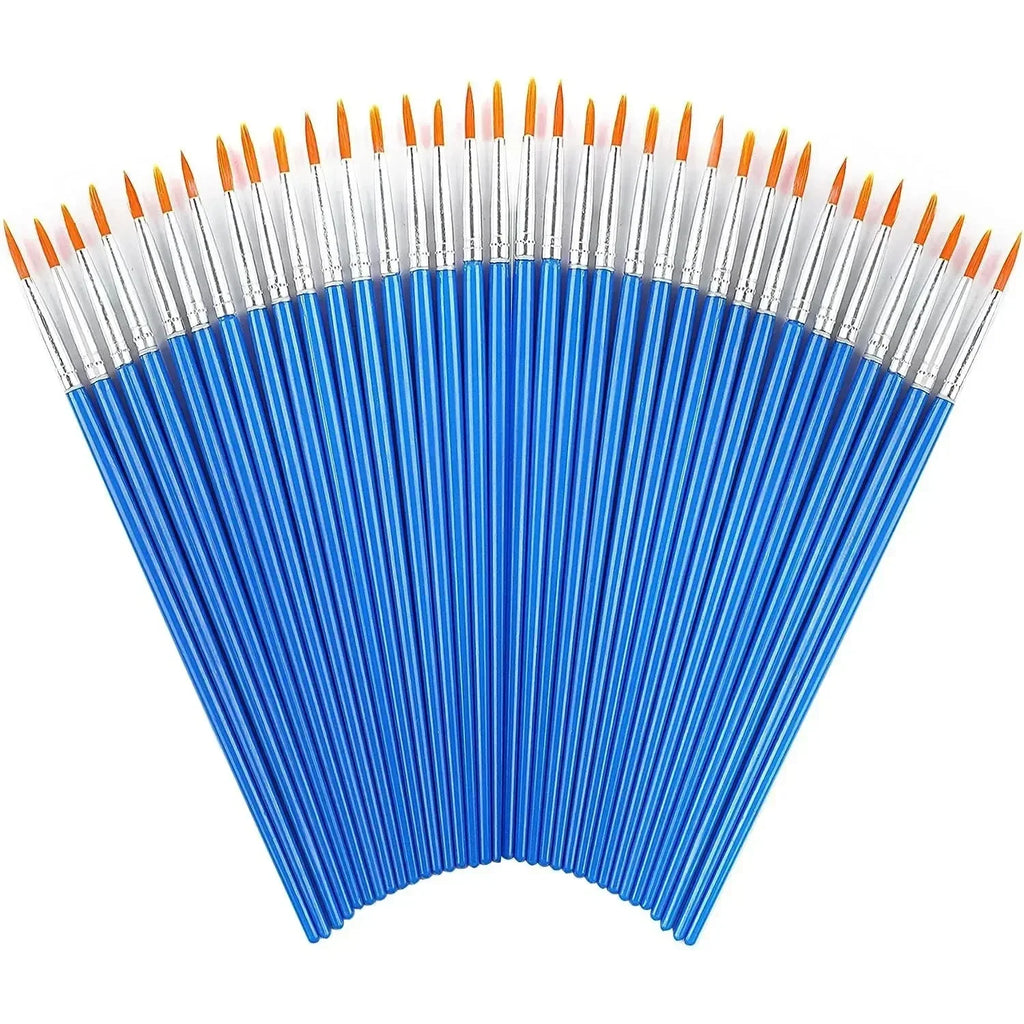 50Pcs Painting Brushes Set Art Round Flat Hair Nylon Hair Paint Brush for Oil Acrylic Watercolor Kids/Artists/Beginners/Student