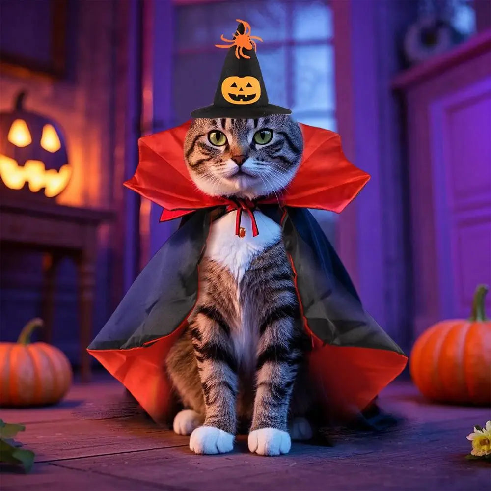 Stand-collar Halloween Pet Costume Adjustable Easy To Wear Dogs Knight Cape Pet Supplies Soft Fabric Cat Cosplay Cloak Animal