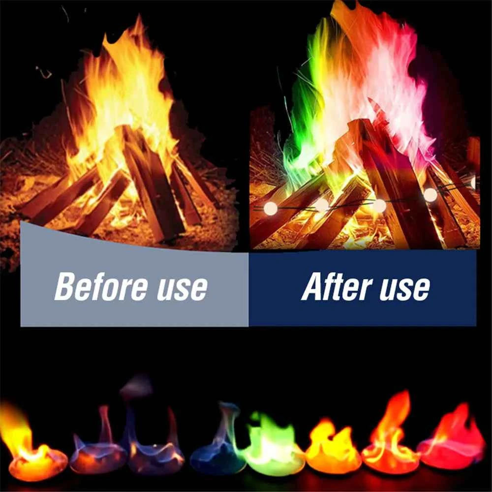 Mystical Fire Magic Tricks Color Flames Powder Bonfire Sachets Fireplace Pit Patio Toy Magician Pyrotechnics Party Glowing Props - Big Tim's Magic Emporium
