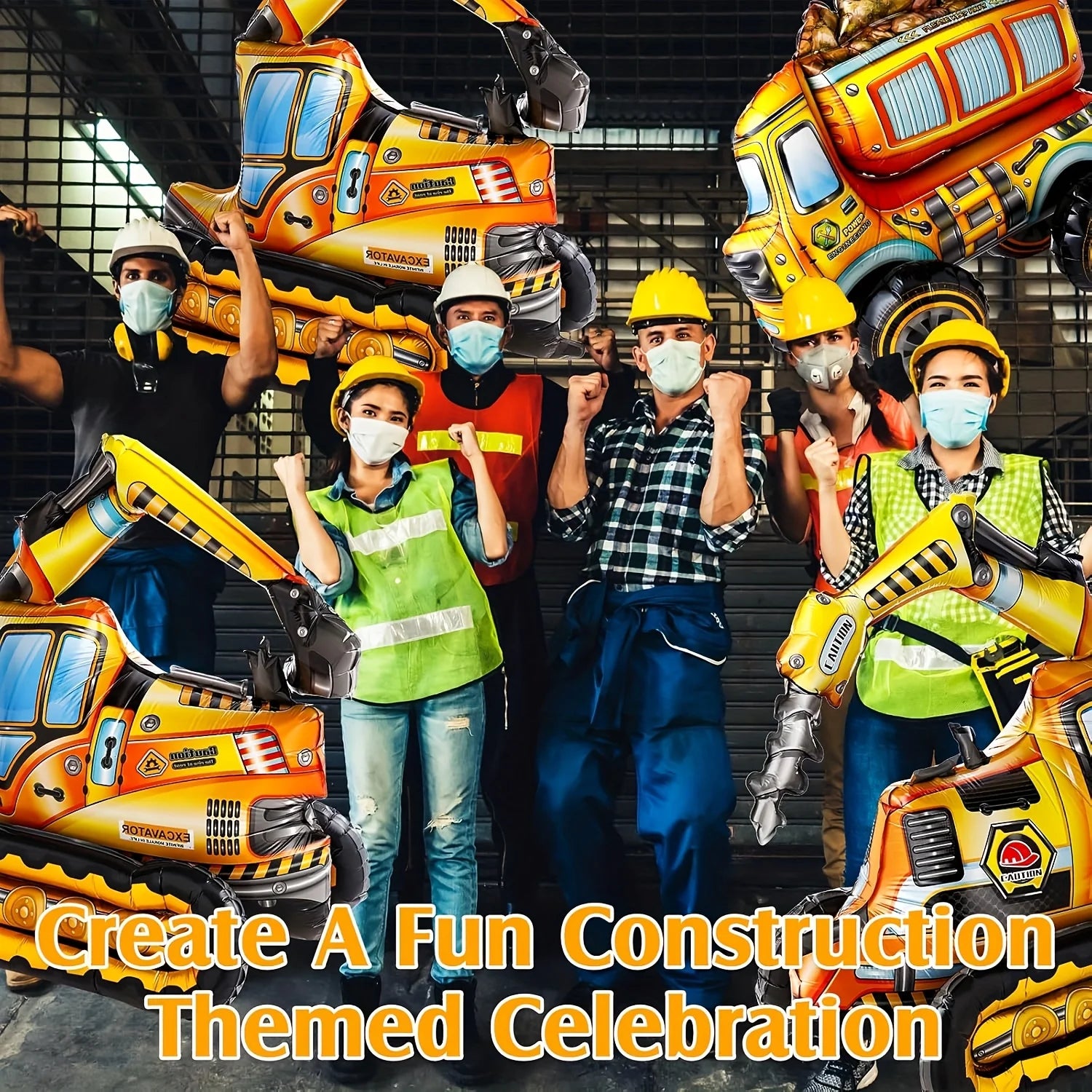 4Pcs 4D Building Balloon Birthday Party Supplies Excavator Vehicles Dump Truck Mixer Truck Aluminum Foil Balloons Party Decor