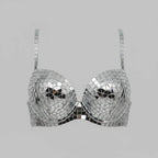 Luxury Reflective Mirror Halter Bra & High-Waisted Shorts Set