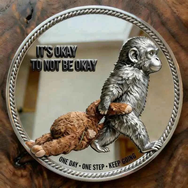 1Pcs Mental Health Motivational Challenge Coins Emotional Support Monkey Coin Inspirational Metal Challenge Coin