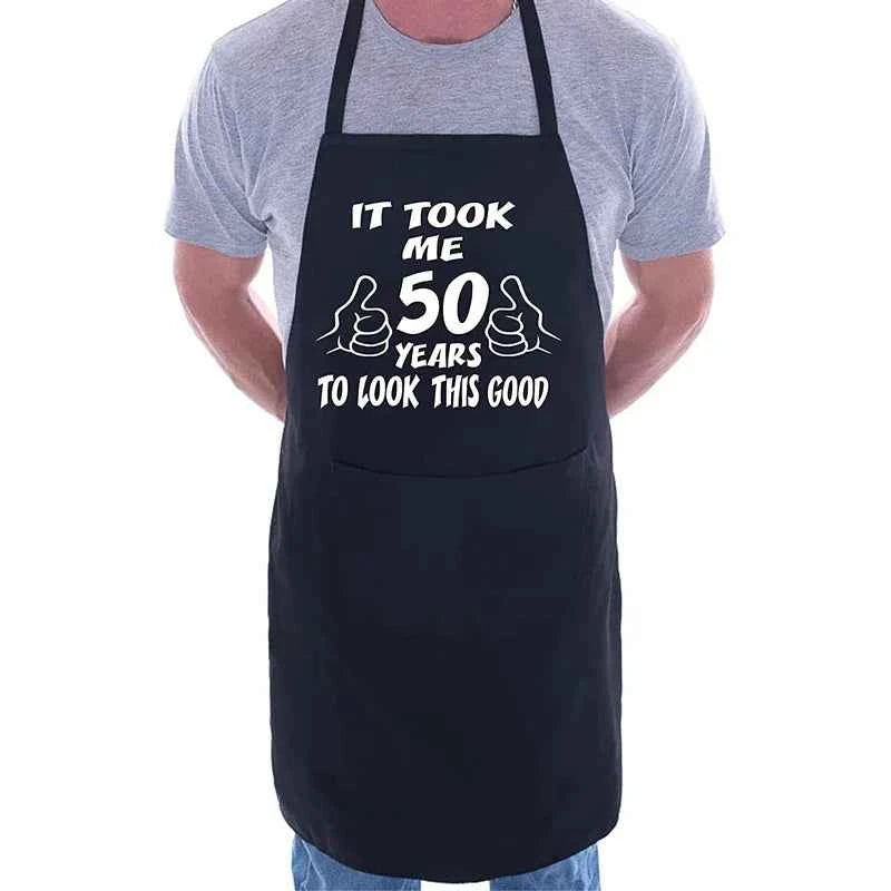 Dad mom uncle Aunt friend sister husband wife Fifty 50 years old 50th Birthday party gift present family BBQ decoration apron