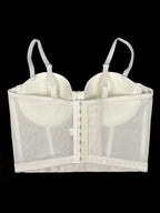 Mesh Bustier Corset Crop Top Diamond Embroidery Tassel Evening Party Bralette