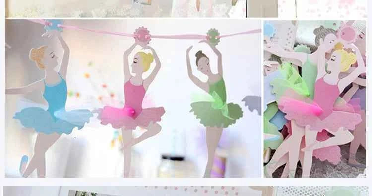 1Set Ballet Girl Dancing Bunting Banner Ballerina Paper Flag Wedding Hanging Streamer DIY Supplies Party Favors Birthday Decor