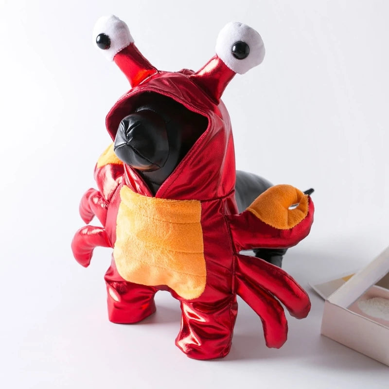 Adorable Cartoon Crab Pet Costume Animal Hoodie Warm Outfits Cloth Crab Theme Dog Halloween New Year Costume