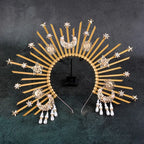 Sunburst Spike Sun Crown-Moon Star Greek Goddess Gold Halo Headband