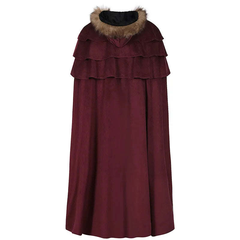 Halloween Unisex Dark Gothic Cloak Coat Cape Hooded Shawl Wizard Priest Robe - Big Tim's Magic Emporium