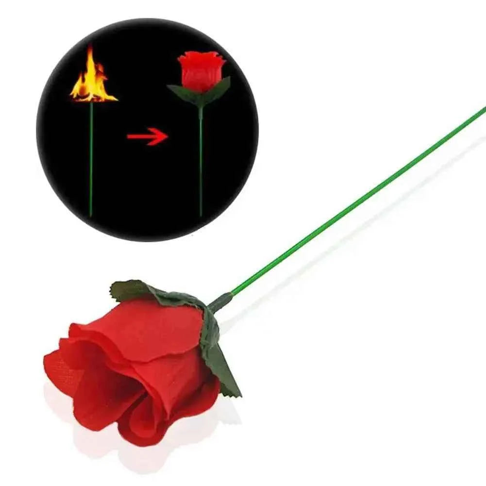 Romantic Fire Rose Magic Trick Prop Torch to Rose Magic Gimmick Stage Performance Magic Toy Valentine Day Proposal Magic Props
