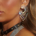 Oversized Crystal Rhinestone Geometric Fan Stud Earrings Drag Queen Stage Jewelry