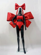 Nightclub Party Carnival Rave Outfit Bar Gogo Dancer Clothes Red Bow Tops Shorts Festival Wear Sexy Drag Queen Costume