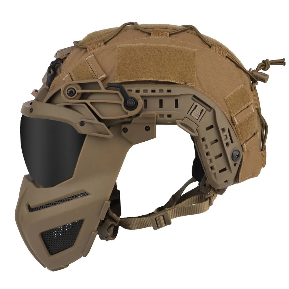Tactical FAST Helmet Half Face Mask With Flip Goggles Black/Clear 2Pcs Lenses for Hunting Airsoft CS Game Paintball Mask Gear - Big Tim's Magic Emporium