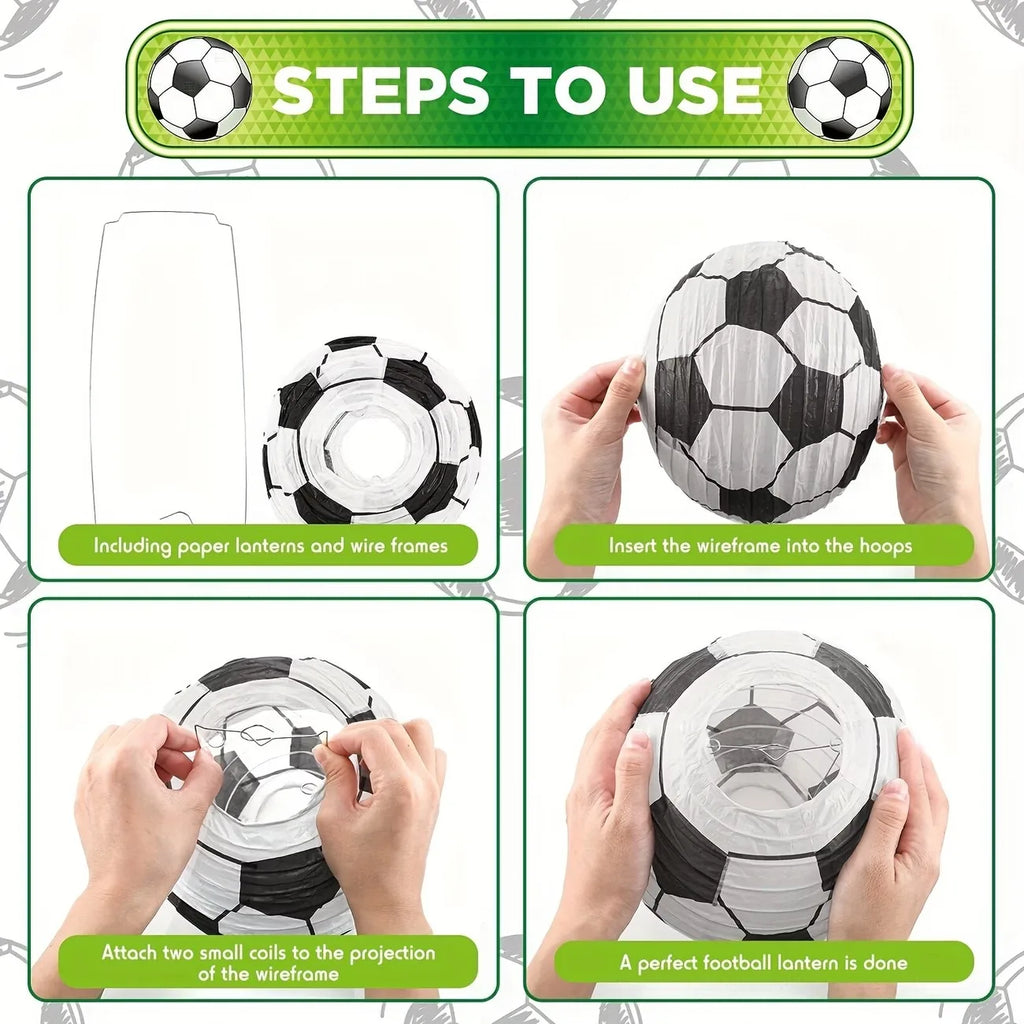 Soccer Party Paper Lanterns ,Iron Frame, Perfect for Sports Themed Birthday Decorations and Table Centerpieces, Halloween Decor - Big Tim's Magic Emporium