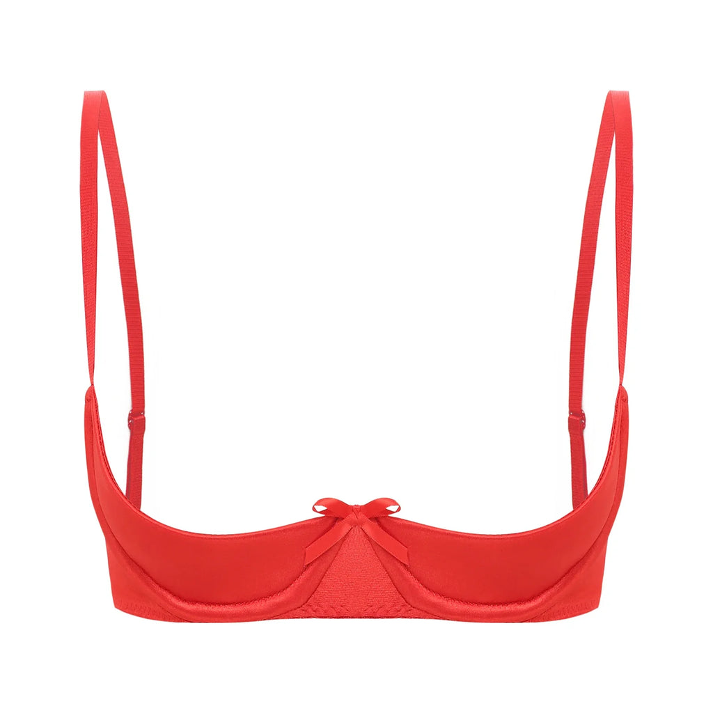 Satin Underwire Half-Cup Push-Up Bra