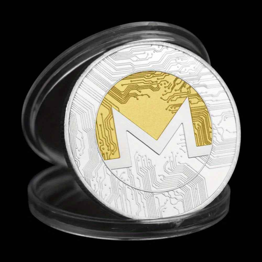 1 Piece Monero Coin Cryptocurrency Coin Physical Crypto Collectible Gift Silvery Plated Coin Commemorative Coin
