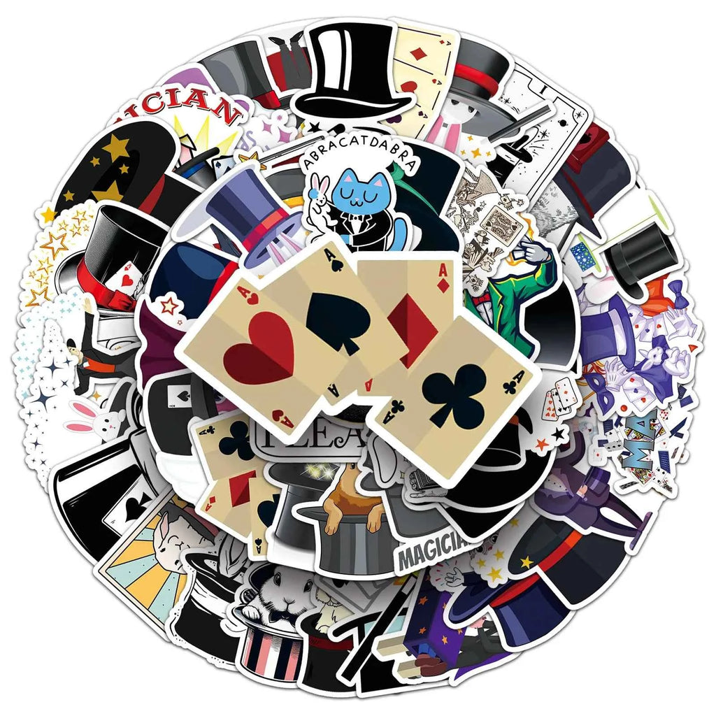 53PCS Magician Sticker Cartoon Creative Graffiti Magic Material Can Decorate Luggage Gift Stationery Waterproof Sticker Kids Toy