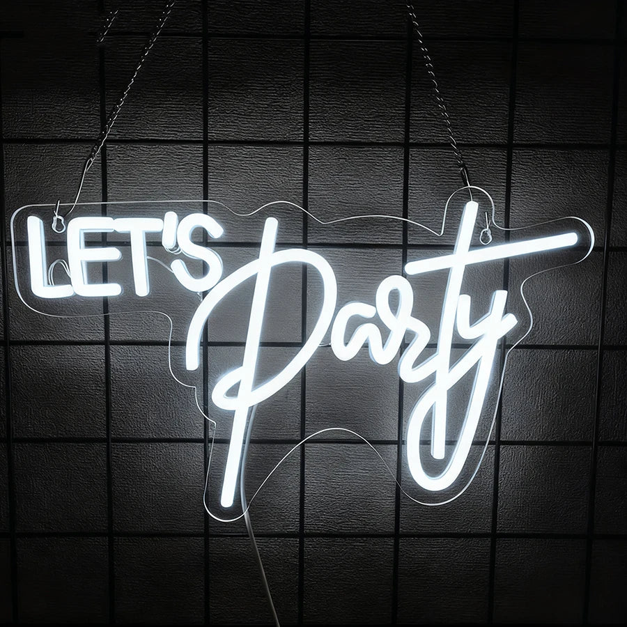 Let's Party Neon Sign for Wall Decor,LED Lights for Bachelorette Party, Engagement Party, Birthday Party,Gamer Room Decor - Big Tim's Magic Emporium