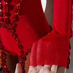 Rhinestone Mesh Jumpsuit Costume Set