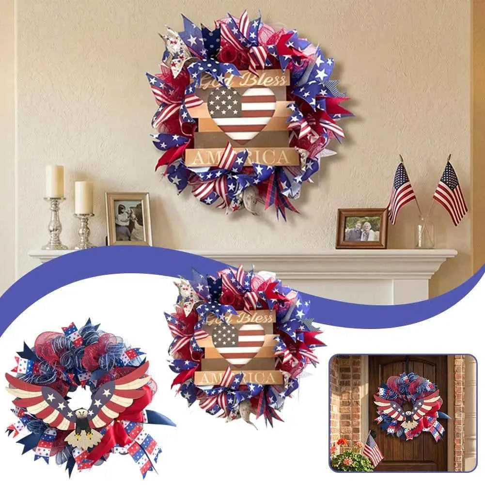 Anniversary Garland Independence Day Decor July 4Th Indoor Outdoor Door Wall Decoration Festival Home Hanging Gifts Ornament