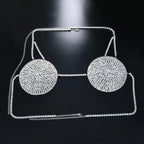 Dazzling Round Rhinestone Chest Chain & Statement Bra Body Jewelry