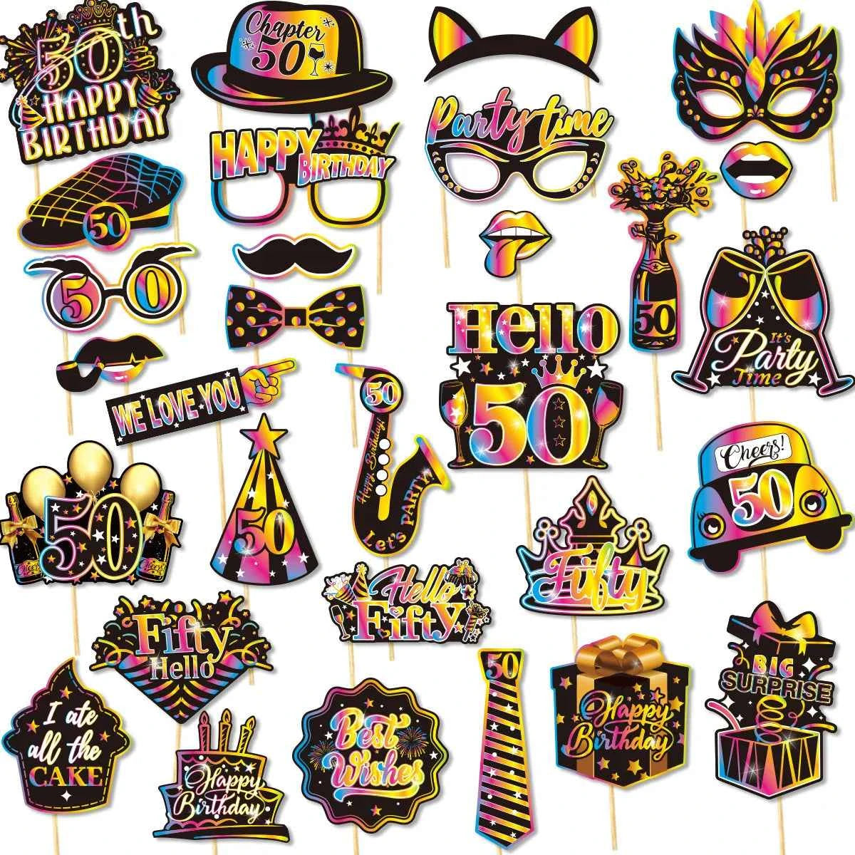 Birthday Party Decoration Photo Props 30 40 50 Birthday Party Glasses Decoration