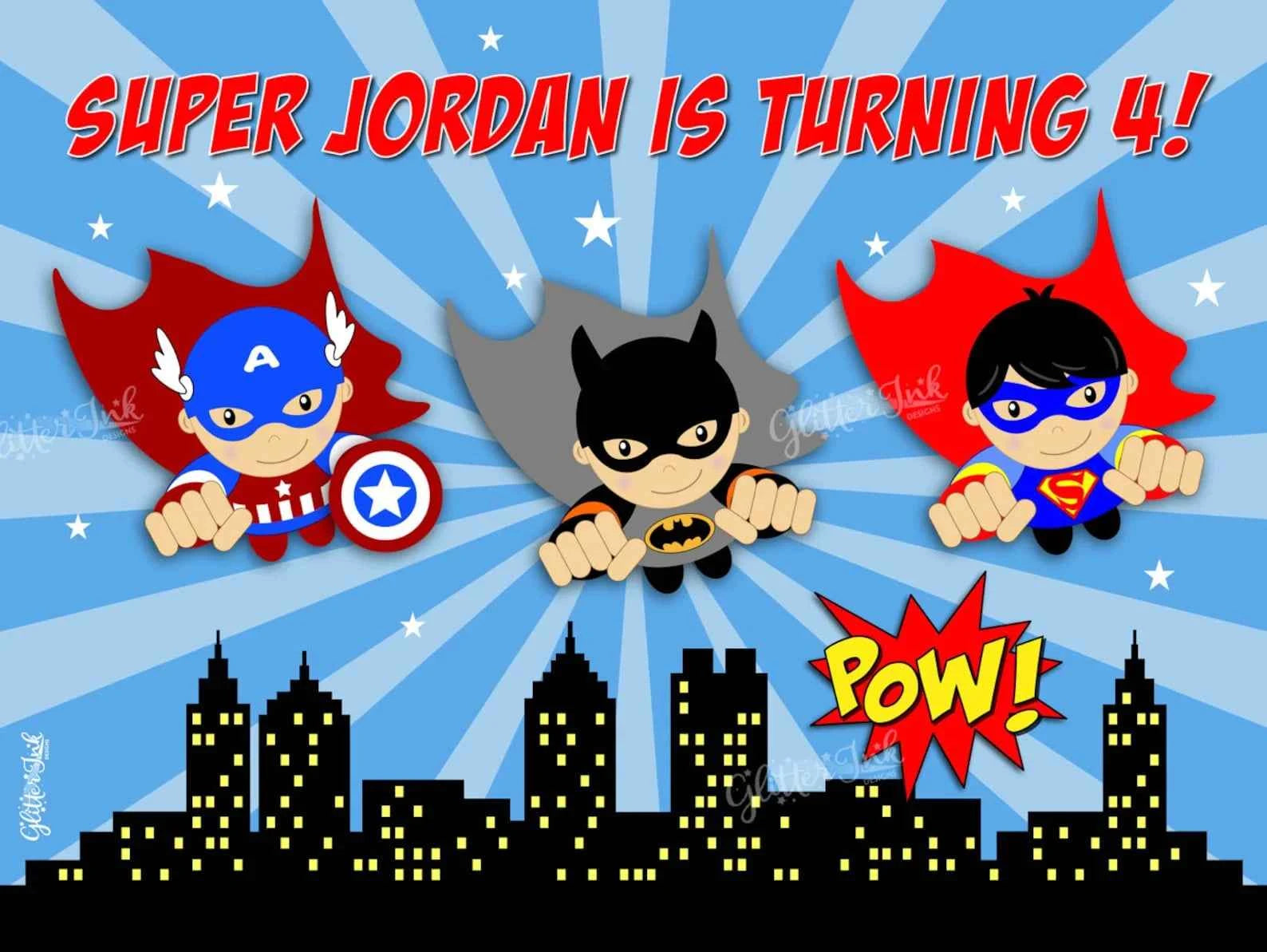 Customized Photography Studio Props Cartoon Superhero City Background Fecoration Children's Happy Birthday Outdoor Party Banner
