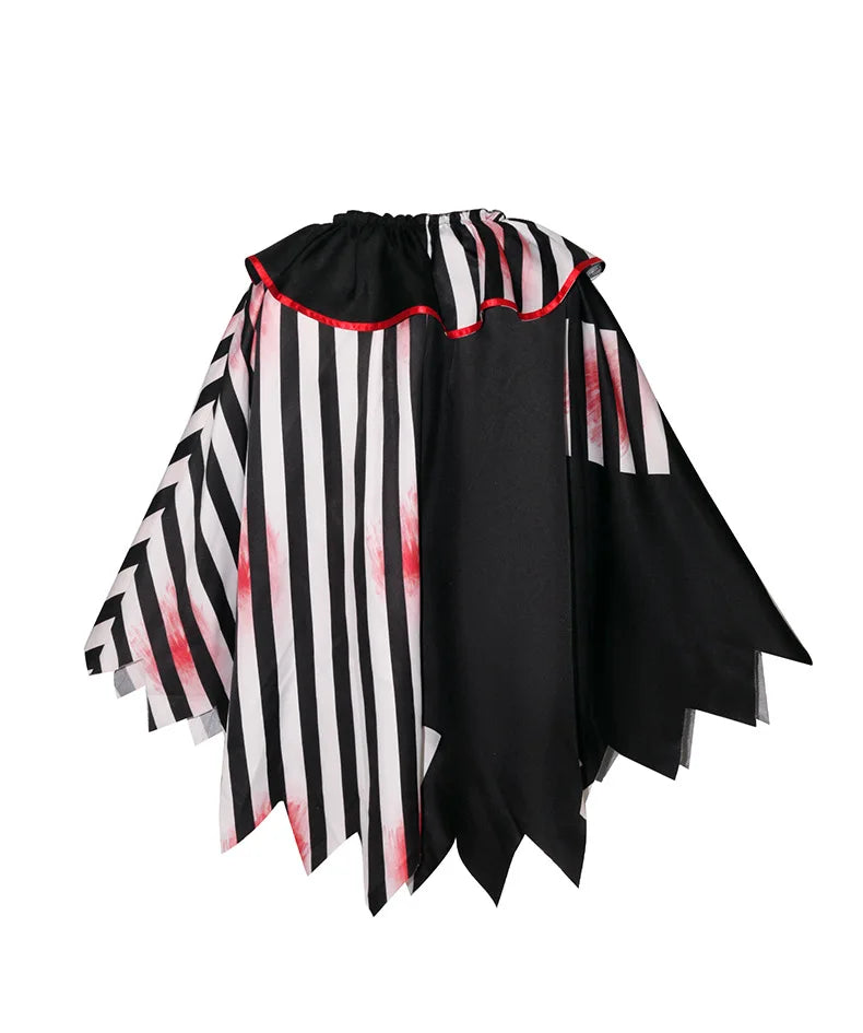 Horror Clown Cos Costume Halloween Women's Black and White Cloak Masquerade Adult Cosplay Role-playing Costume - Big Tim's Magic Emporium