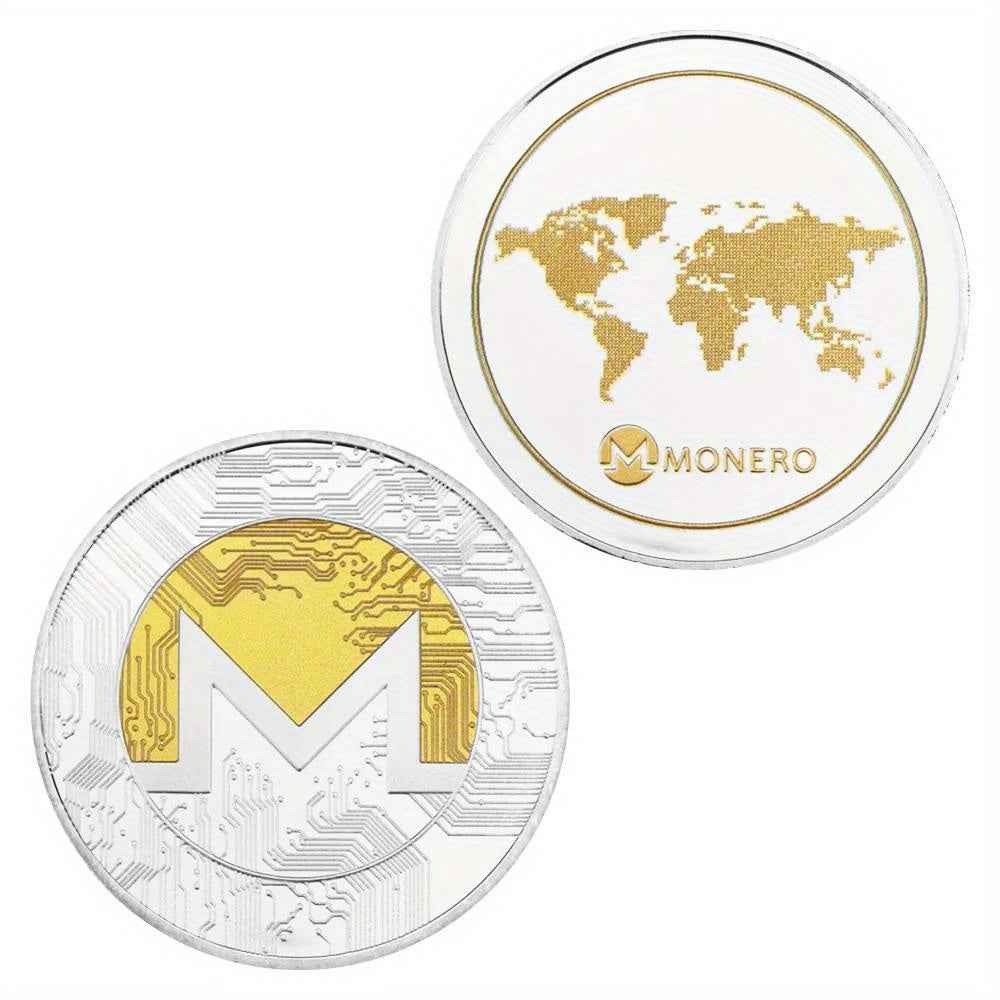 1 Piece Monero Coin Cryptocurrency Coin Physical Crypto Collectible Gift Silvery Plated Coin Commemorative Coin