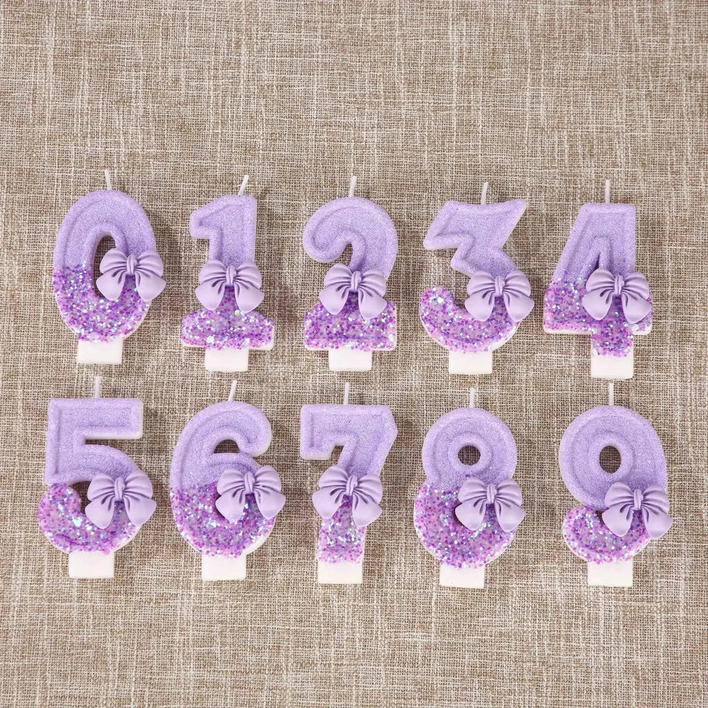 Digital candle purple bow birthday cake party candle birthday digital candle dinner candle