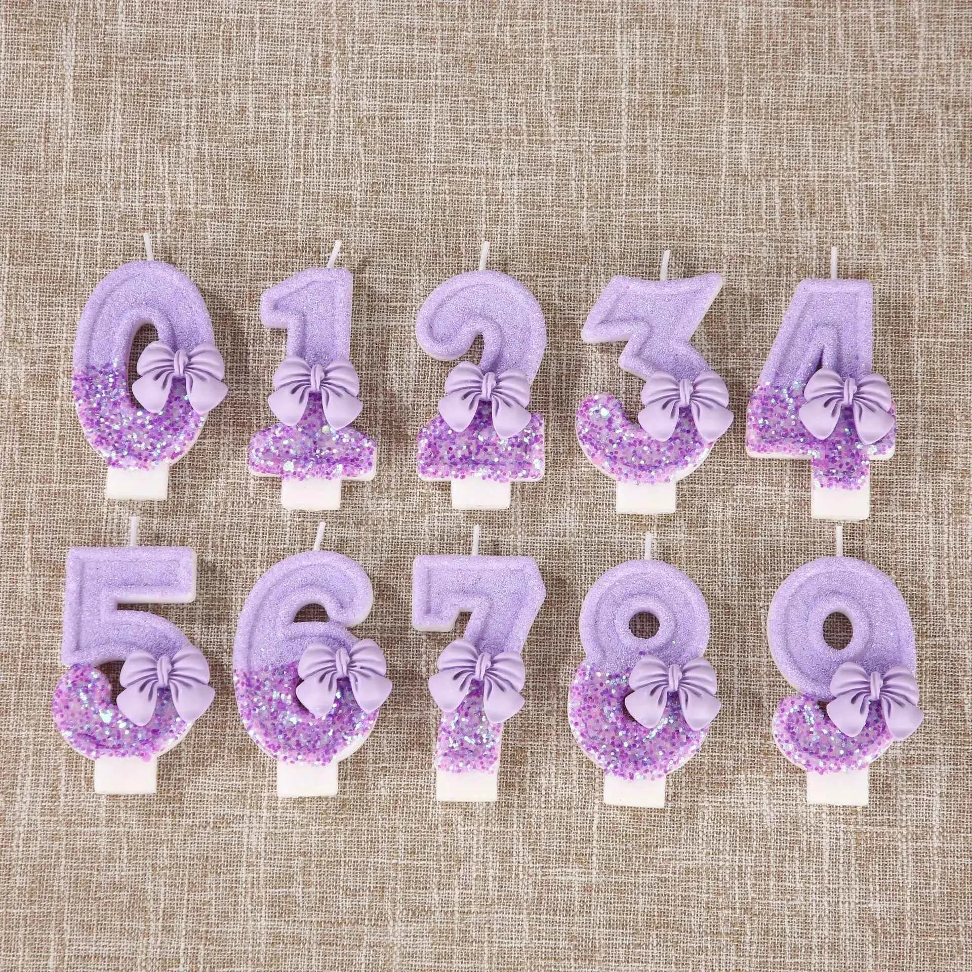 Digital candle purple bow birthday cake party candle birthday digital candle dinner candle