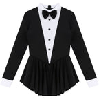The Stardust Showgirl Tuxedo Leotard Dress – Luxury Long Sleeve Latin Dance & Stage Wear