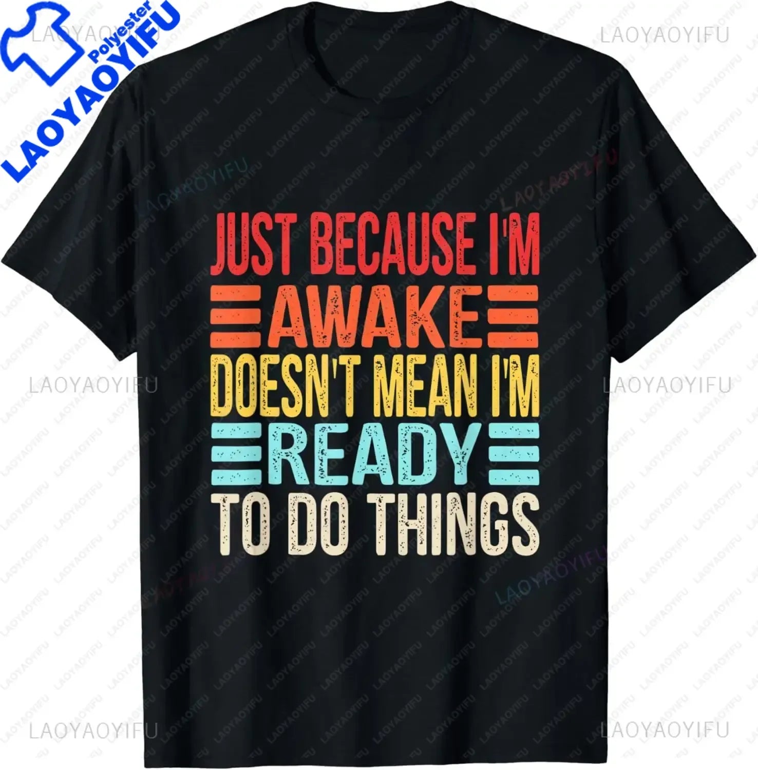 Funny Birthday Gift Just Because I'm Awake Tshirt for Tweens and Teens Men Clothing Custom Printed Streetwear Graphic T Shirts - Big Tim's Magic Emporium