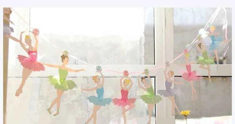 1Set Ballet Girl Dancing Bunting Banner Ballerina Paper Flag Wedding Hanging Streamer DIY Supplies Party Favors Birthday Decor