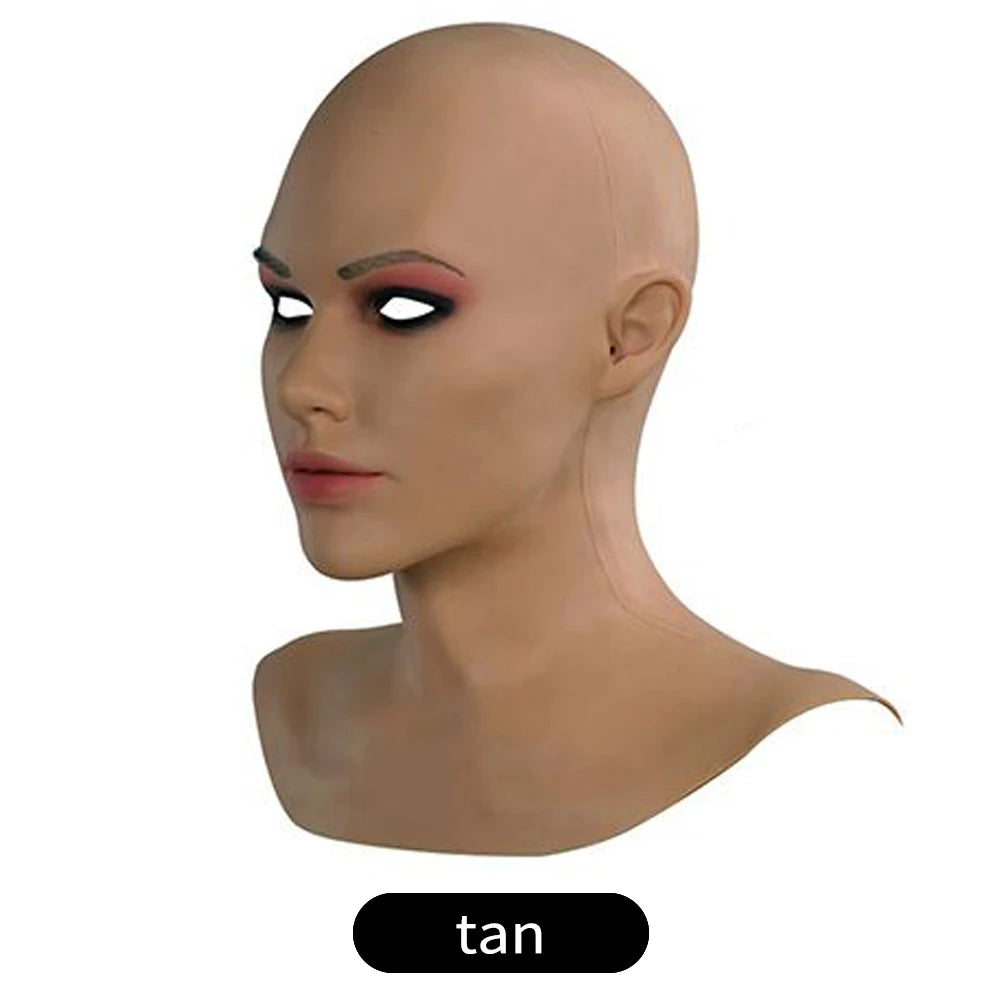 Realistic Silicone Mask With Neck Head Cover Makeup Crossdresser Cosplay Beauty Mask Collection Male to Female Full Head Mask - Big Tim's Magic Emporium