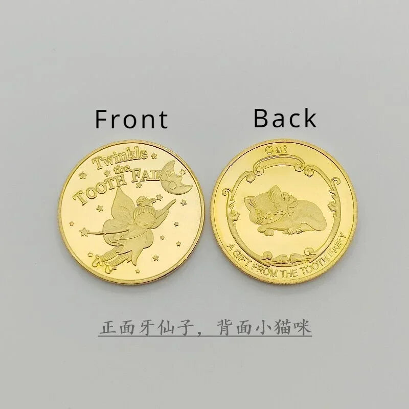 Tooth Fairy Gold Plated Commemorative Coin Creative Kids Tooth Change Gifts Physical Metal Coin Crypto Commemorative Coin