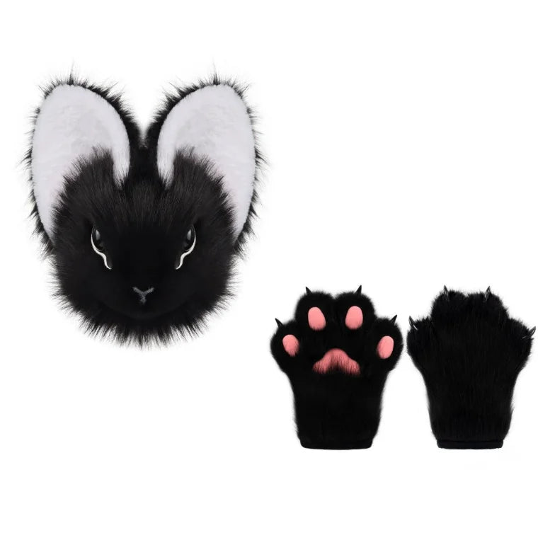 Original Realistic Furry Animal Fursuit Kigurumi Big Ear Rabbit Head Cover Cosplay Costume Halloween Wearable Accessories - Big Tim's Magic Emporium