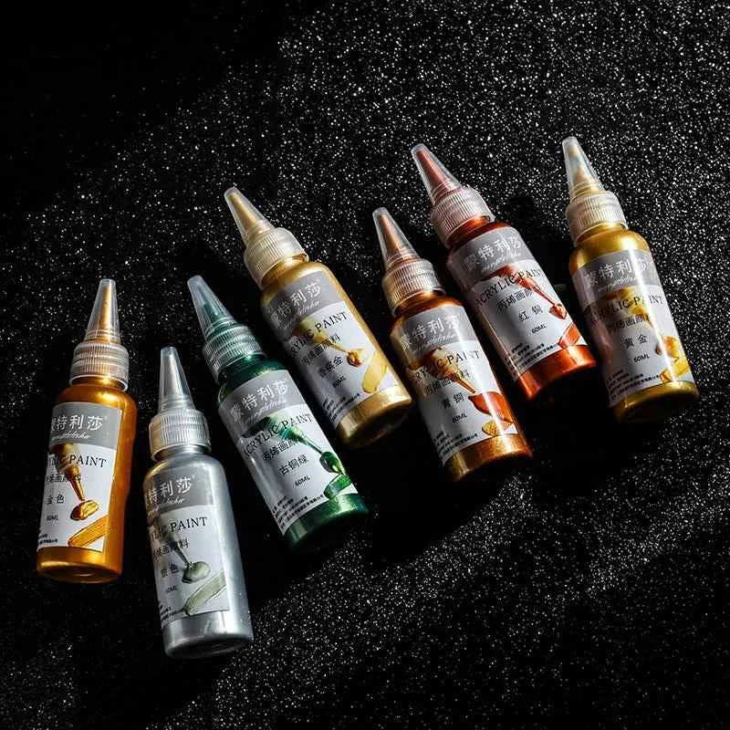 60ml Gold Paint Metallic acrylic paint waterproof not faded DIY painted Pigments