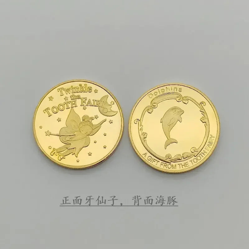 Tooth Fairy Gold Plated Commemorative Coin Creative Kids Tooth Change Gifts Physical Metal Coin Crypto Commemorative Coin