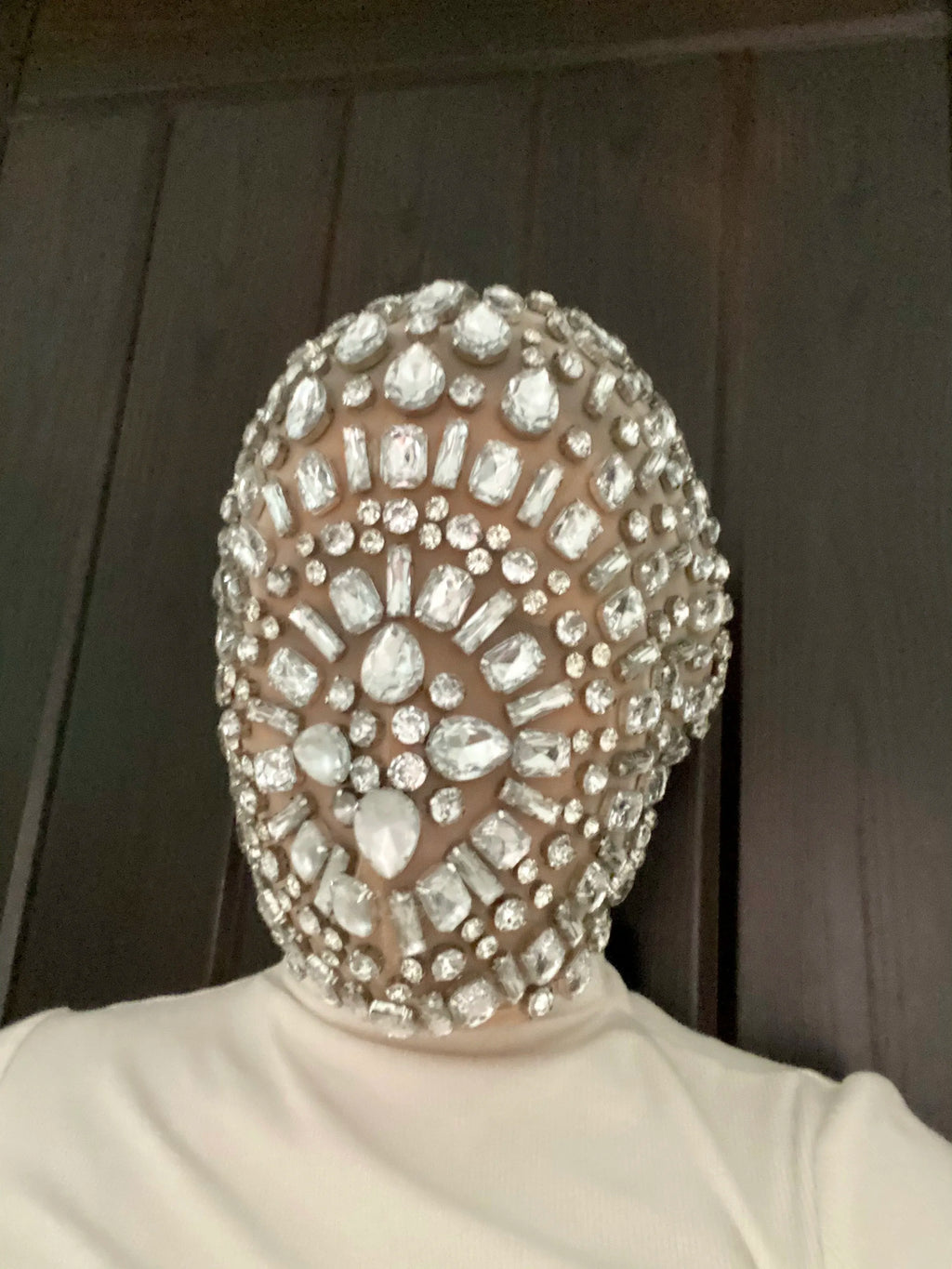 Shiny Diamond Mask for Women Men Elastic Mesh Headgear with Rhinestone Party Rave Mask DJ Dancer Stage Nightclub Headwear - Big Tim's Magic Emporium