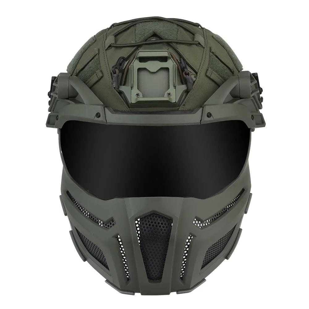 Tactical FAST Helmet Half Face Mask With Flip Goggles Black/Clear 2Pcs Lenses for Hunting Airsoft CS Game Paintball Mask Gear - Big Tim's Magic Emporium