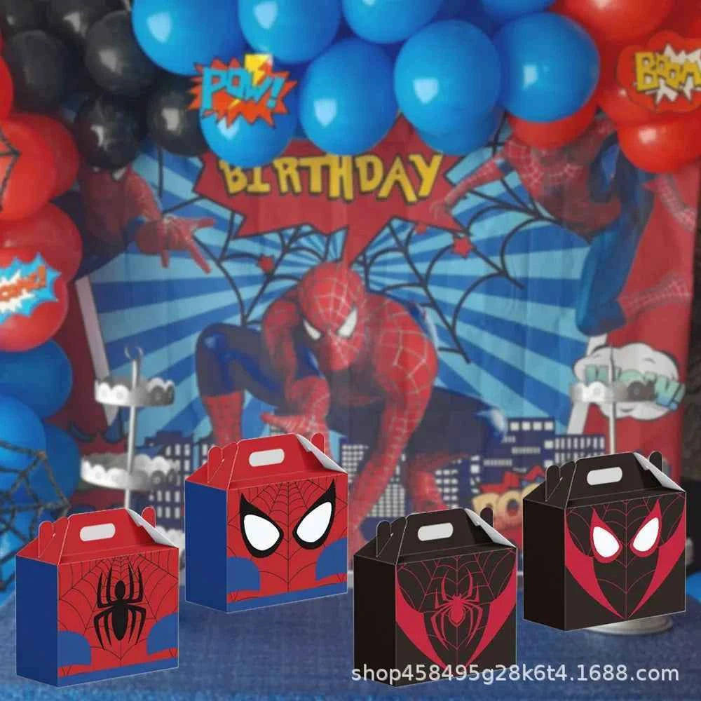 New Spider Man Cartoon Party Gift Box Handle Spider Web Printed Candy Gift Packaging Festival Party