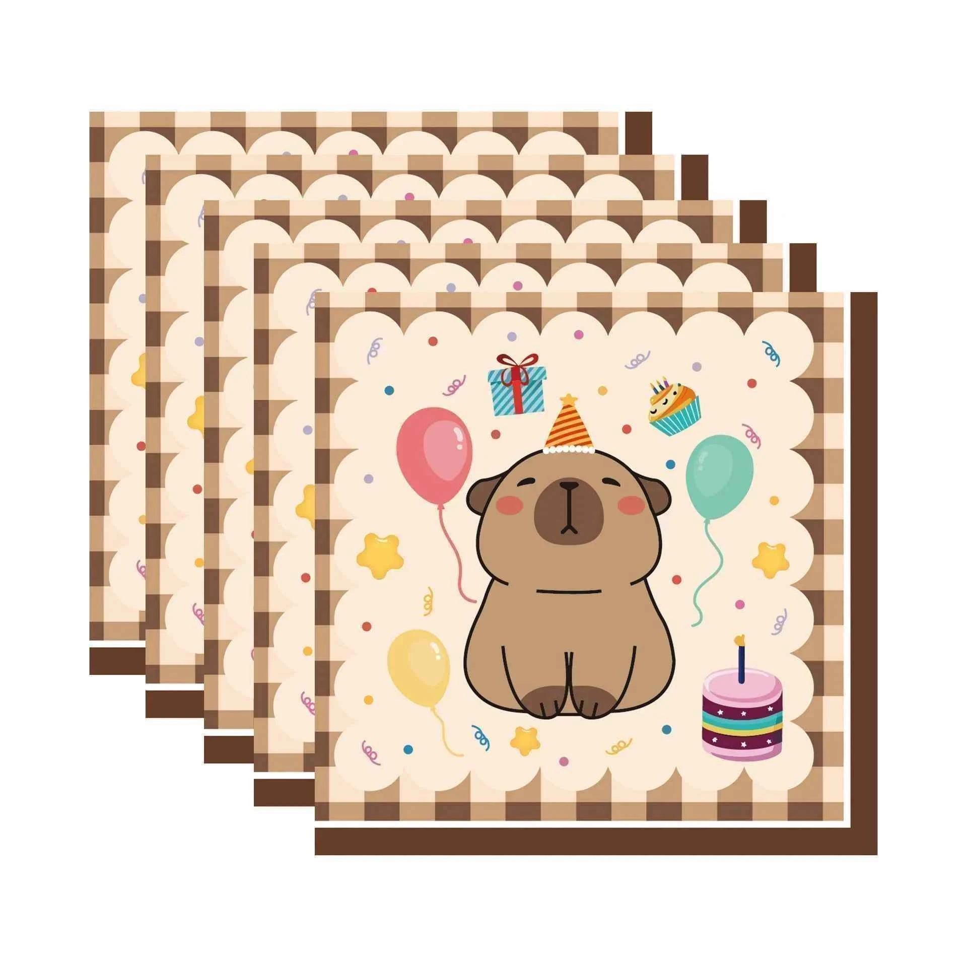 Cartoon Capybara Birthday Party Decoration Disposable Tableware Cup Plate Napkins Tablecloth Banner Baby Shower Birthday Party