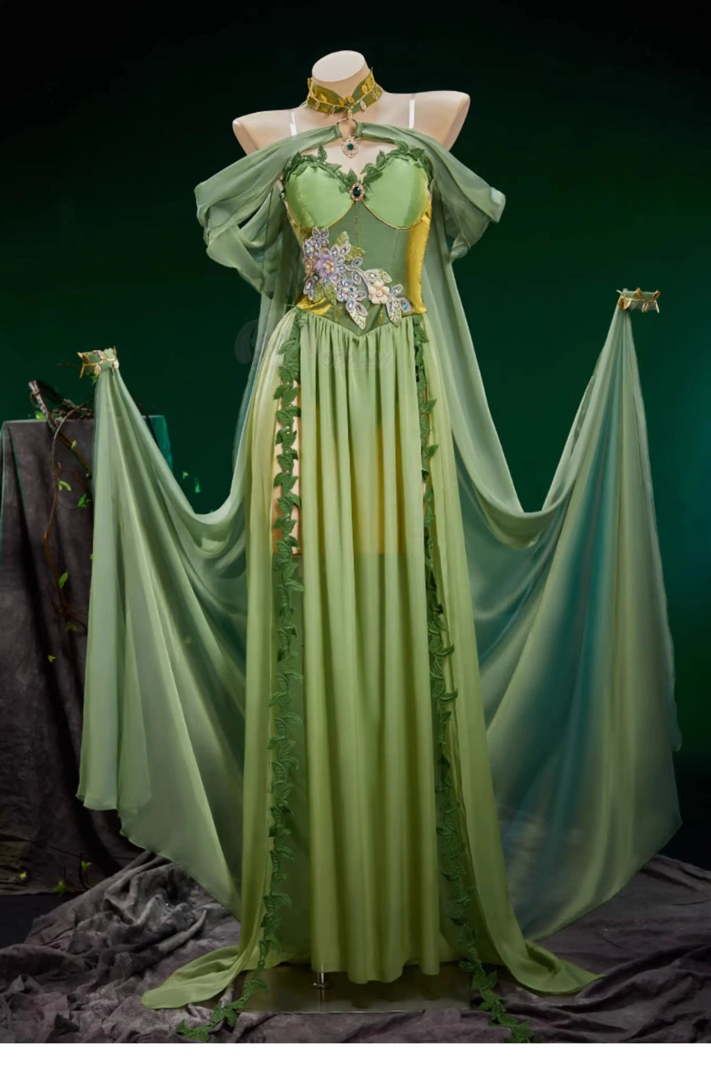 Anime Fairy Elves Cosplay Costume Women Sexy Sling Long Dress Medieval Queen Elf Dress Halloween Carnival Party Perform Clothes - Big Tim's Magic Emporium
